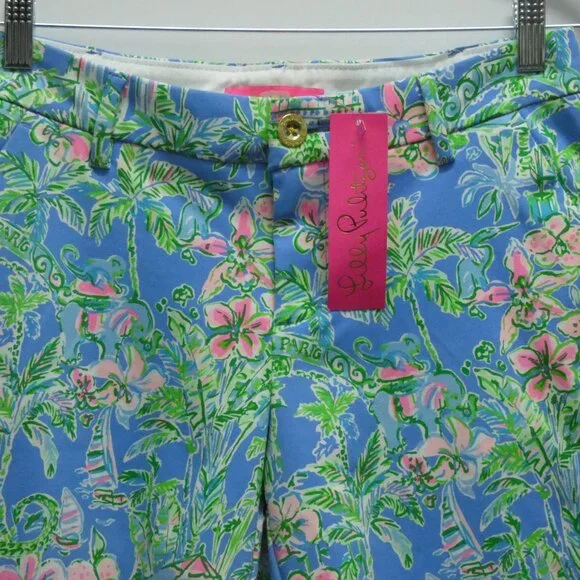 NWT Lilly Pulitzer Boca Blue Natia Mid-Rise Shorts Size 2 MSRP $98 - Picture 2 of 6